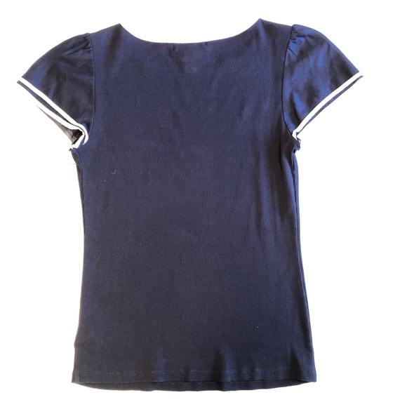 Lauren Ralph Lauren Navy Short Sleeve Top with White Accents Size M - Picture 2 of 7